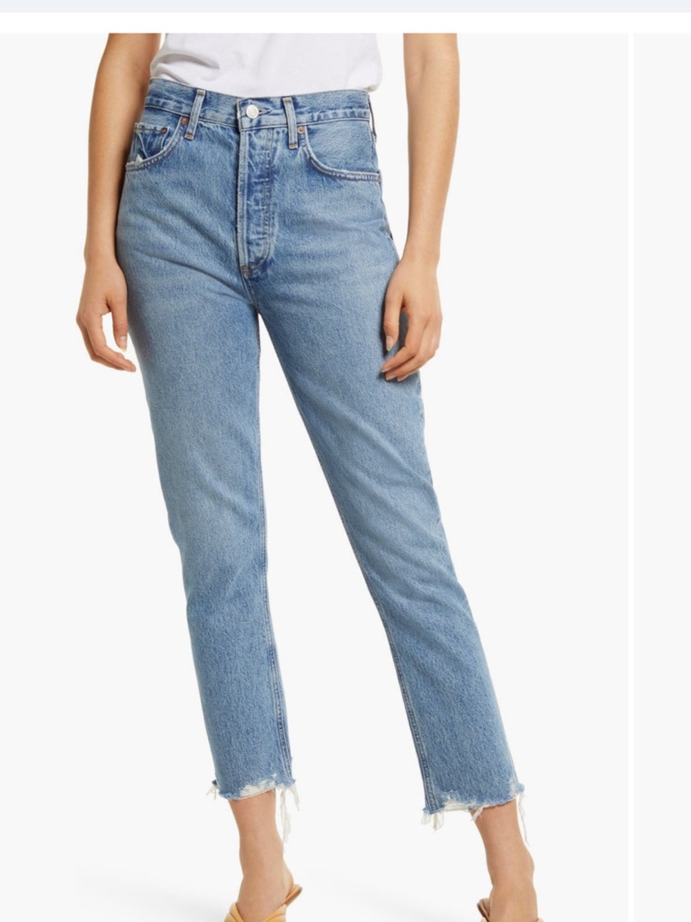 Agolde Riley High Waist Chewed Hem Organic Cotton Jeans